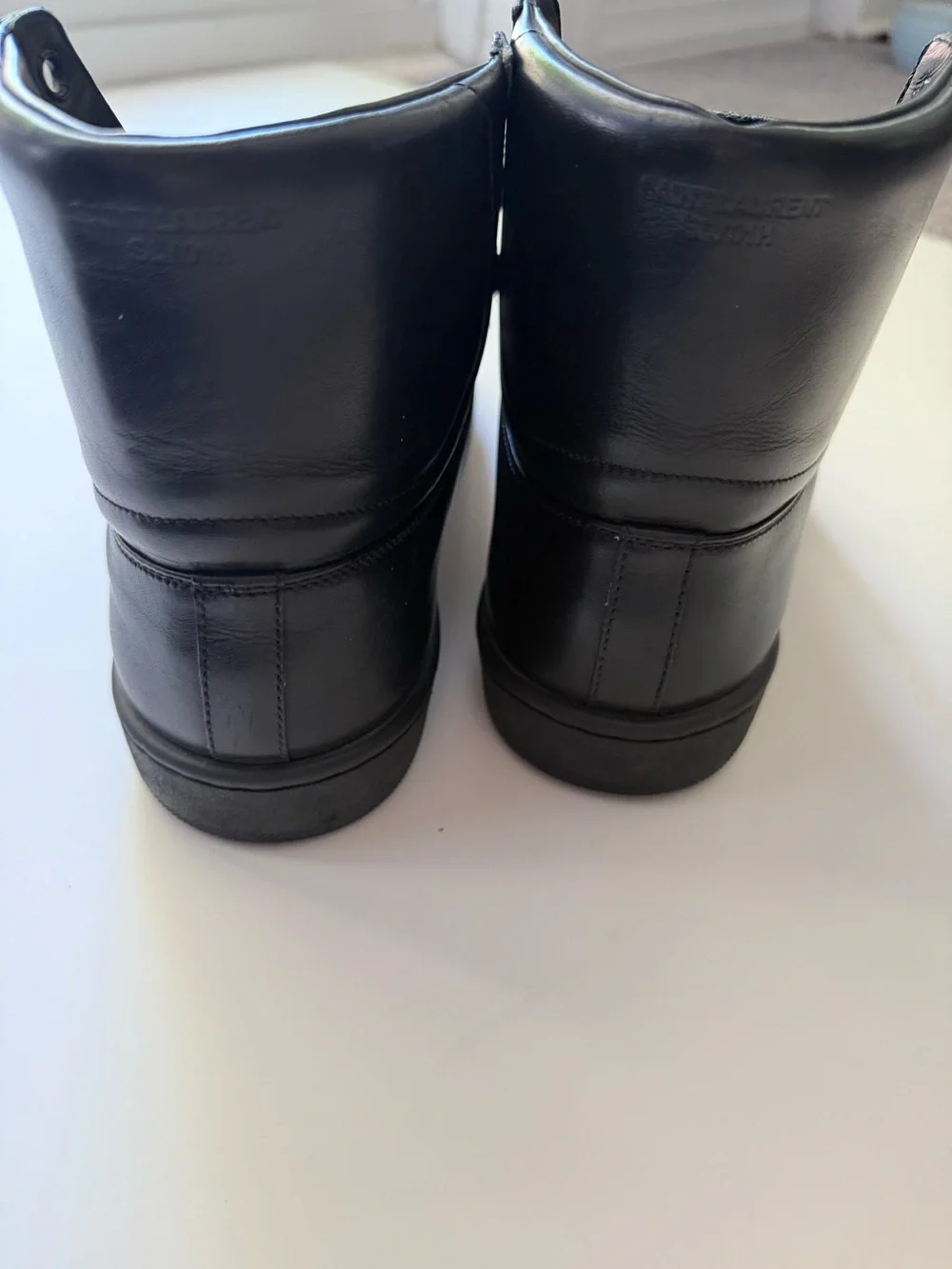 Yves Saint Laurent Black Leather Studded High Top Sneakers Size 39